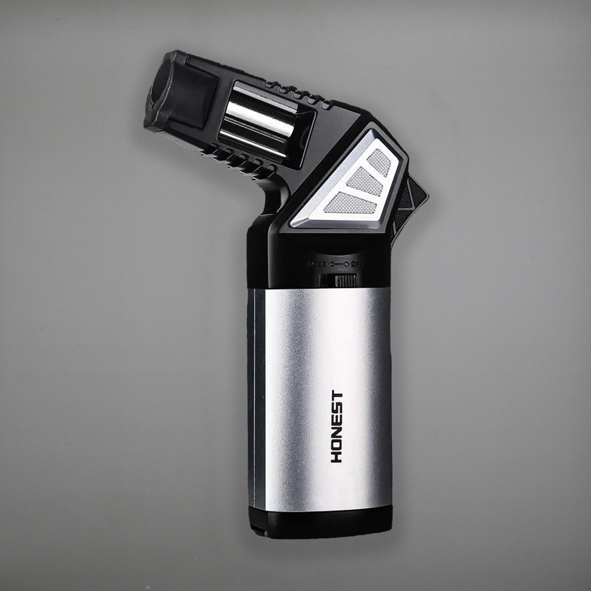 FireSaber - Butane Gas Turbo Jet Flame Torch Lighter - Fire Saber - HL1 - Silver