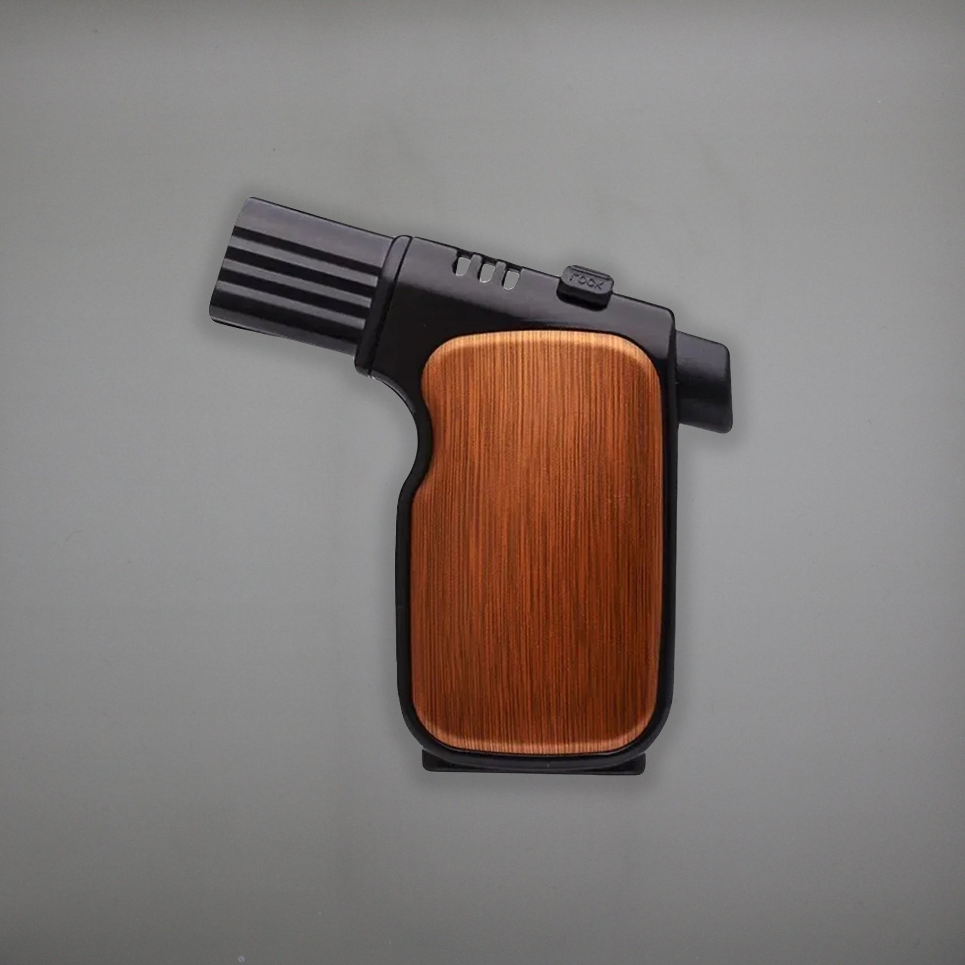 FireSaber - Butane Gas Turbo Jet Flame Torch Lighter - Fire Saber - DZ718 - Black/Wood